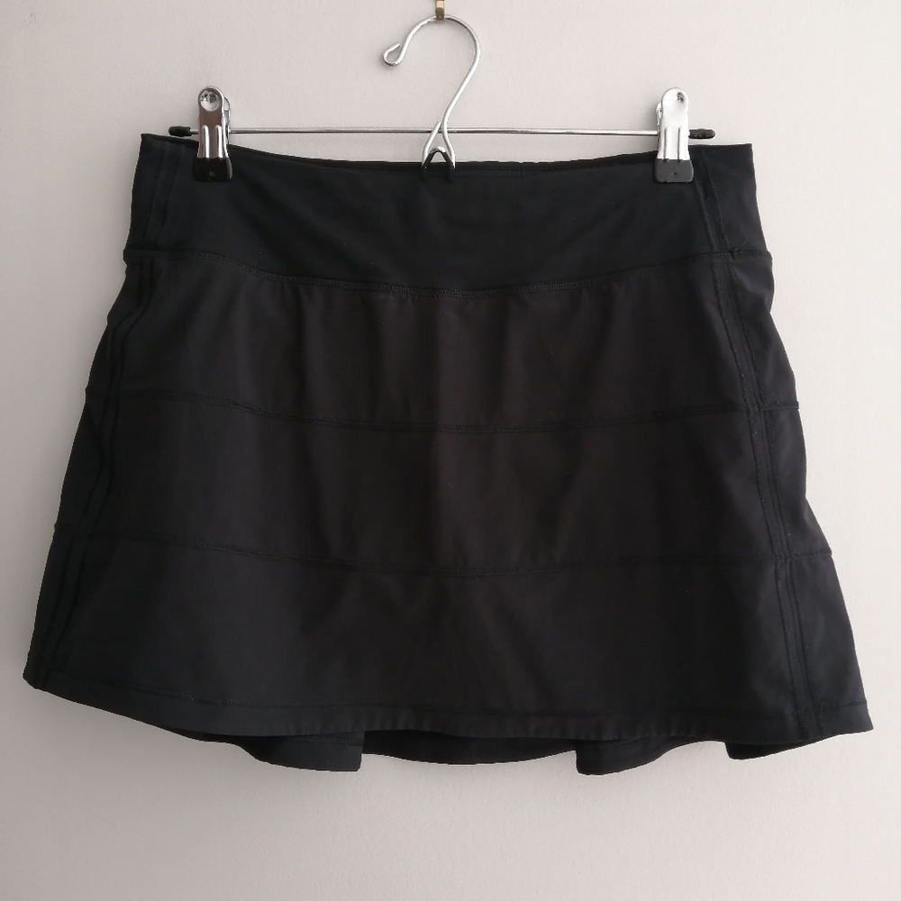 Lululemon Pace Rival Tall Skirt Skort Black Pleated Running Tennis Skirt Size 6
